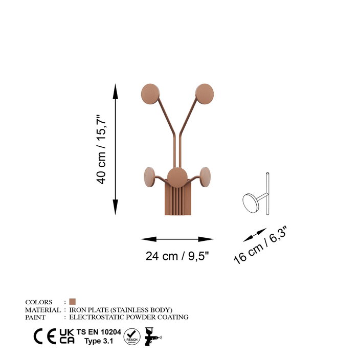Wallity Giraffe-C Gancho de pared metálico en cobre